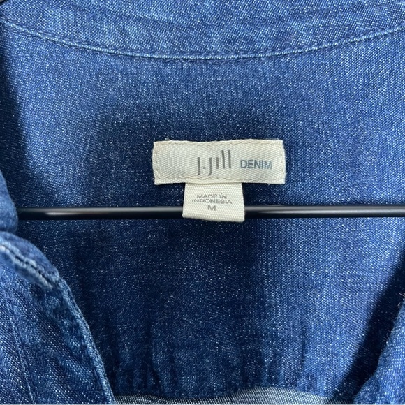 J. Jill Women Denim Dress Medium Long Sleeve Button Down Shirt Casual Western‎ - Picture 7 of 11